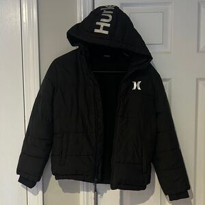 Hurley Kids Black Hooded Puffer Jacket